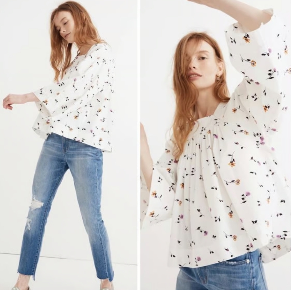 Madewell Square-Neck Top in Sweet Blossoms Size S